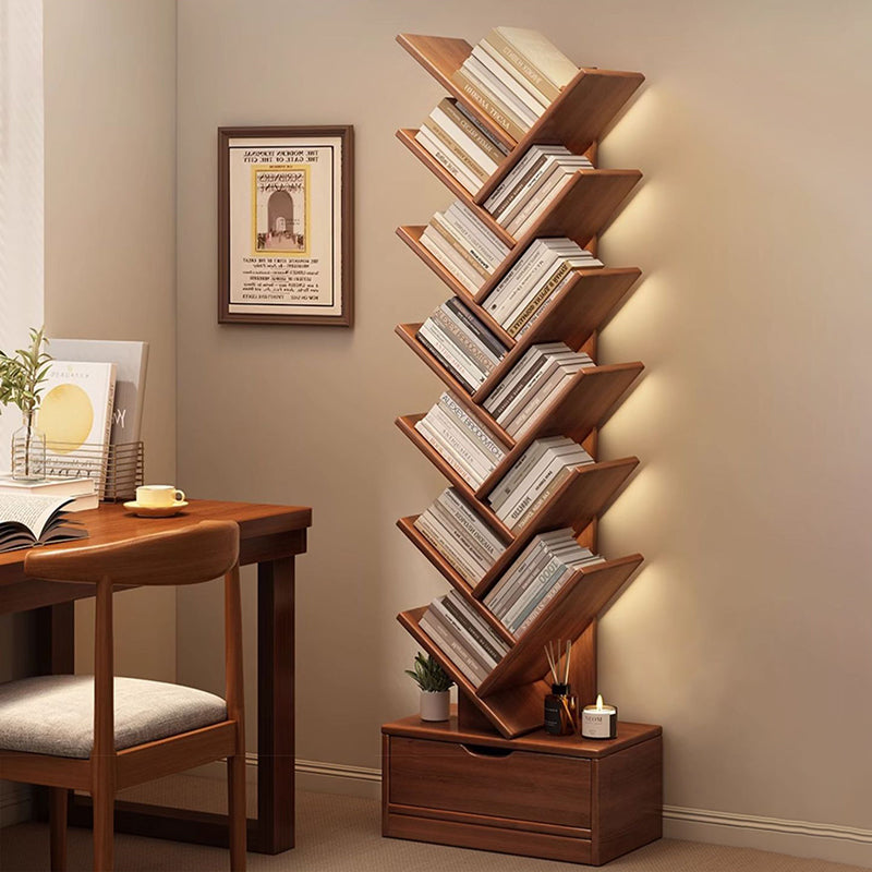 Contemporary Tiered Wooden Bookshelf Narrow Open Display Shelf Eco-Friendly Board Storage Rack for Home Office | Living Room and Bedroom
