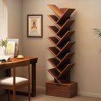 Contemporary Tiered Wooden Bookshelf Narrow Open Display Shelf Eco-Friendly Board Storage Rack for Home Office | Living Room and Bedroom