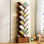 Contemporary Tiered Wooden Bookshelf Narrow Open Display Shelf Eco-Friendly Board Storage Rack for Home Office | Living Room and Bedroom