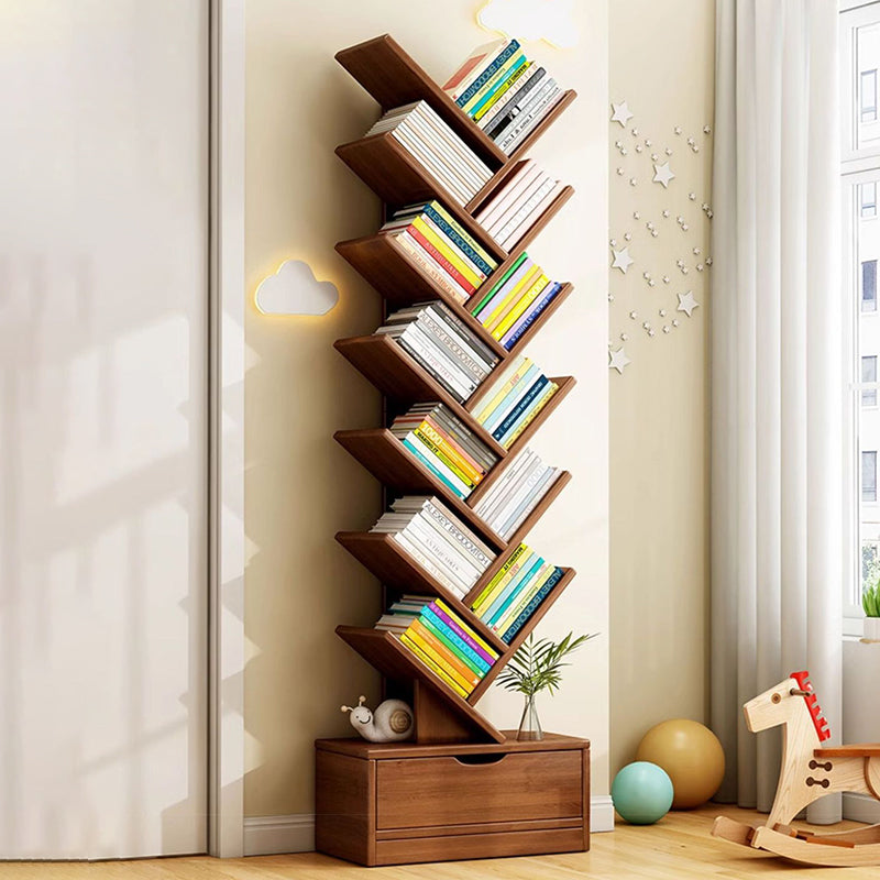Contemporary Tiered Wooden Bookshelf Narrow Open Display Shelf Eco-Friendly Board Storage Rack for Home Office | Living Room and Bedroom