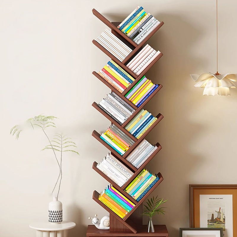 Contemporary Tiered Wooden Bookshelf Narrow Open Display Shelf Eco-Friendly Board Storage Rack for Home Office | Living Room and Bedroom