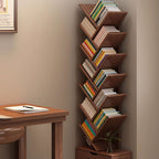 Contemporary Tiered Wooden Bookshelf Narrow Open Display Shelf Eco-Friendly Board Storage Rack for Home Office | Living Room and Bedroom