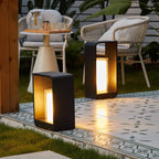 Modern Minimalist Square Frame Stainless Steel Acrylic LED Lawn Light Outdoor Landscape Post Light Hardwired or Solar for Garden | Patio and Pathway