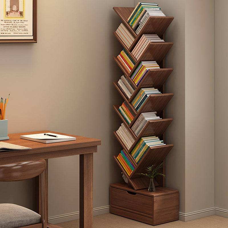 Contemporary Tiered Wooden Bookshelf Narrow Open Display Shelf Eco-Friendly Board Storage Rack for Home Office | Living Room and Bedroom