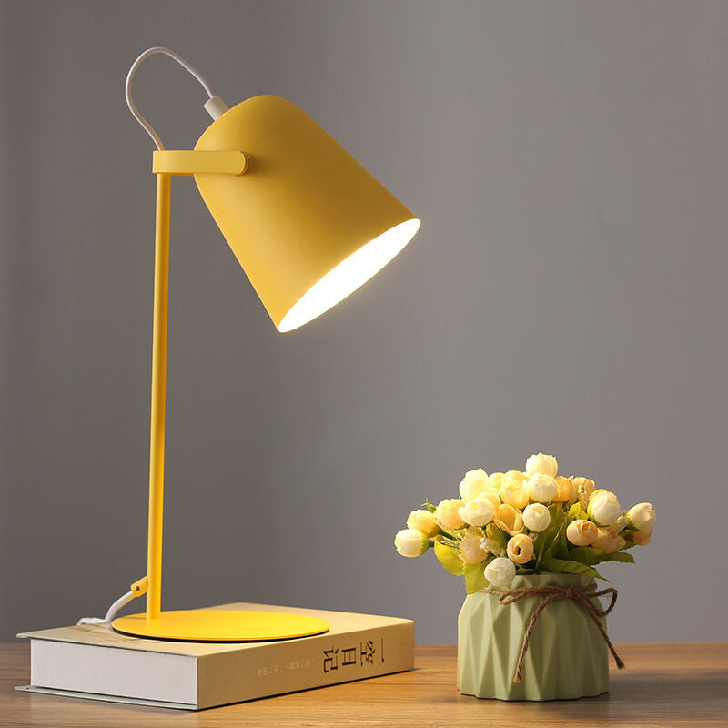 Nordic Macaron Iron Bucket Table Lamp Metal Shade Plug-In Bedside Lamp E27 for Bedroom | Living Room and Study