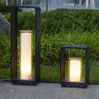Modern Minimalist Square Frame Stainless Steel Acrylic LED Lawn Light Outdoor Landscape Post Light Hardwired or Solar for Garden | Patio and Pathway