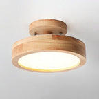 Nordic Wooden Round LED Semi-Flush Mount Ceiling Light Integrated LED Low Profile for Hallway | Living Room and Bedroom