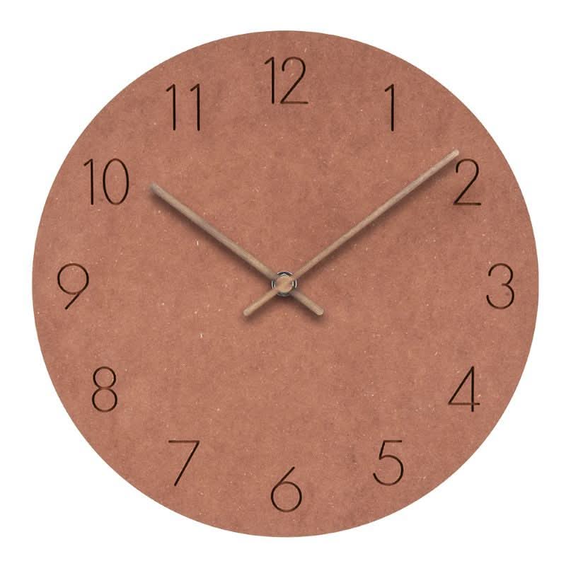 Silent Wall Clock Nordic Minimalist Non-Ticking MDF Clock with Walnut Wood Hands for Living Room | Bedroom | Kitchen and Office