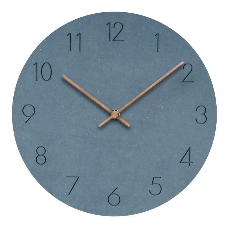 Silent Wall Clock Nordic Minimalist Non-Ticking MDF Clock with Walnut Wood Hands for Living Room | Bedroom | Kitchen and Office