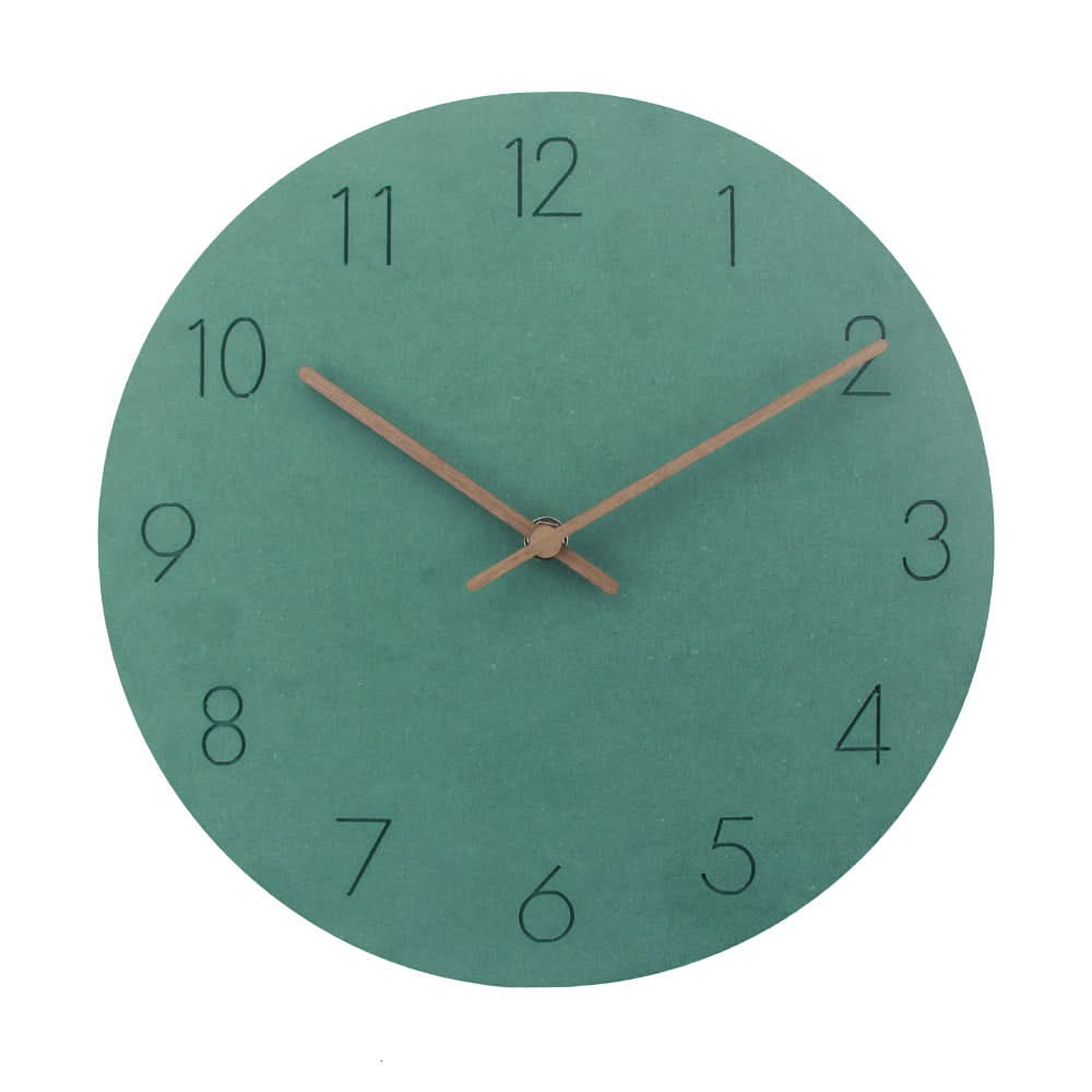 Silent Wall Clock Nordic Minimalist Non-Ticking MDF Clock with Walnut Wood Hands for Living Room | Bedroom | Kitchen and Office