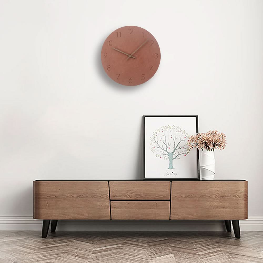 Silent Wall Clock Nordic Minimalist Non-Ticking MDF Clock with Walnut Wood Hands for Living Room | Bedroom | Kitchen and Office