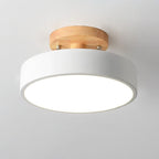 Nordic Wooden Round LED Semi-Flush Mount Ceiling Light Integrated LED Low Profile for Hallway | Living Room and Bedroom