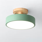 Nordic Wooden Round LED Semi-Flush Mount Ceiling Light Integrated LED Low Profile for Hallway | Living Room and Bedroom