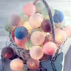 Cotton Ball String Lights LED Fairy Light Garland USB or Battery Powered Warm Glow for Bedroom | Nursery and Party Decoration