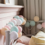 Cotton Ball String Lights LED Fairy Light Garland USB or Battery Powered Warm Glow for Bedroom | Nursery and Party Decoration