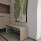 Modern Minimalist Shoe Bench Synthetic Leather Padded Seat Carbon Steel Frame with Storage Shelf Entryway Bench for Hallway | Bedroom and Living Room