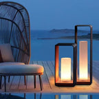 Modern Minimalist Square Frame Stainless Steel Acrylic LED Lawn Light Outdoor Landscape Post Light Hardwired or Solar for Garden | Patio and Pathway
