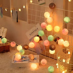 Cotton Ball String Lights LED Fairy Light Garland USB or Battery Powered Warm Glow for Bedroom | Nursery and Party Decoration