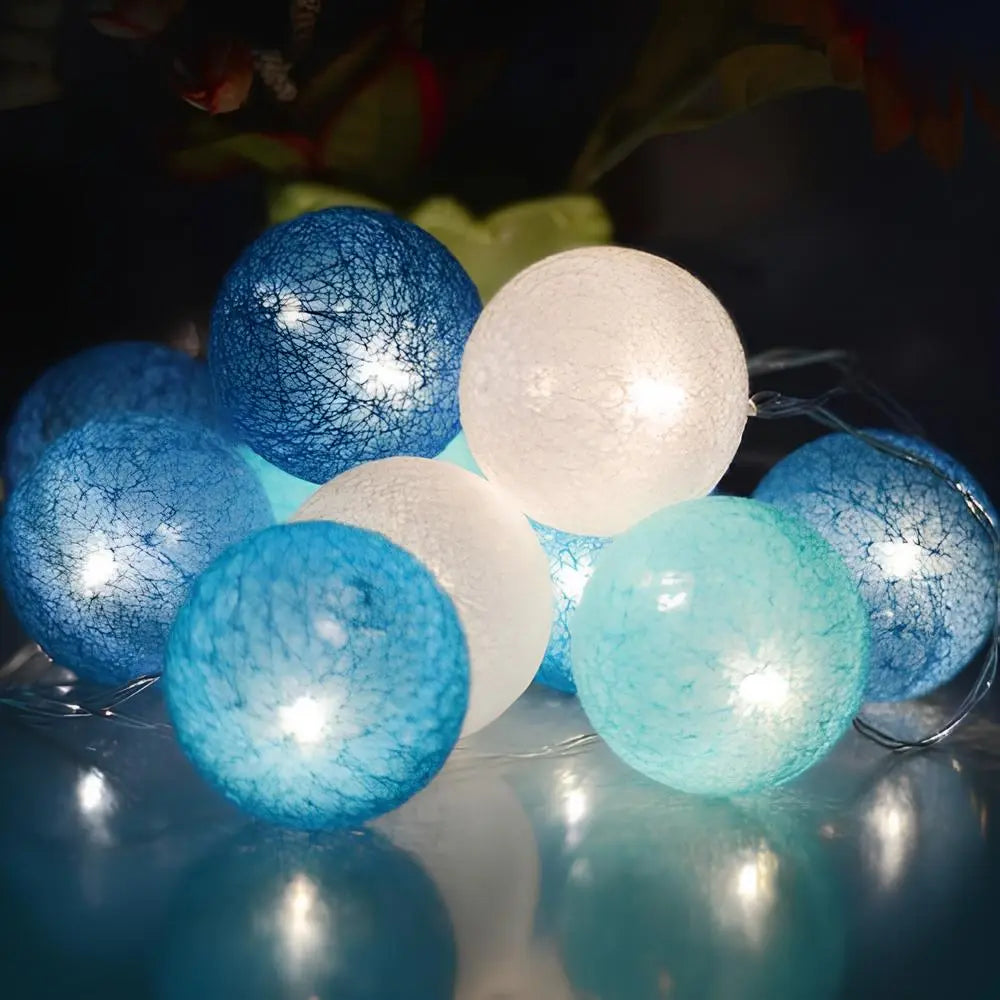Cotton Ball String Lights LED Fairy Light Garland USB or Battery Powered Warm Glow for Bedroom | Nursery and Party Decoration