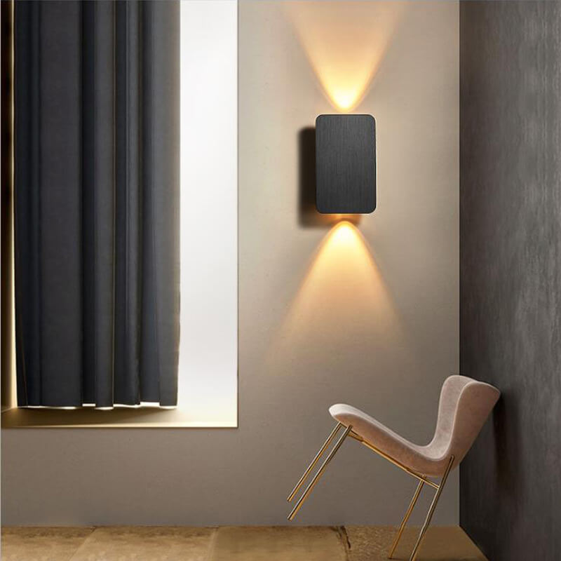 Nordic Minimalist Aluminium Rectangular Flat Panel LED Wall Sconce Twin Light Hardwired Wall Light for Hallway | Bedroom and Living Room