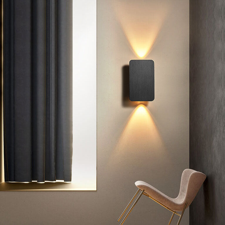 Nordic Minimalist Aluminium Rectangular Flat Panel LED Wall Sconce Twin Light Hardwired Wall Light for Hallway | Bedroom and Living Room