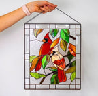 Stained Glass Style Window Hanging Acrylic Suncatcher Bird and Flower Wall Art UV Resistant with Chain for Window | Garden and Balcony
