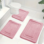 Bath Mat Set Non-Slip Memory Foam Three-Piece Absorbent Microfibre Bathroom Rugs with Toilet Mat Machine Washable