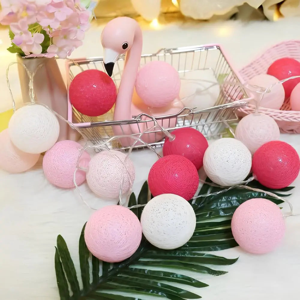 Cotton Ball String Lights LED Fairy Light Garland USB or Battery Powered Warm Glow for Bedroom | Nursery and Party Decoration