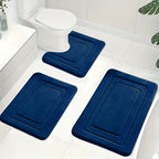 Bath Mat Set Non-Slip Memory Foam Three-Piece Absorbent Microfibre Bathroom Rugs with Toilet Mat Machine Washable