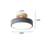 Nordic Wooden Round LED Semi-Flush Mount Ceiling Light Integrated LED Low Profile for Hallway | Living Room and Bedroom