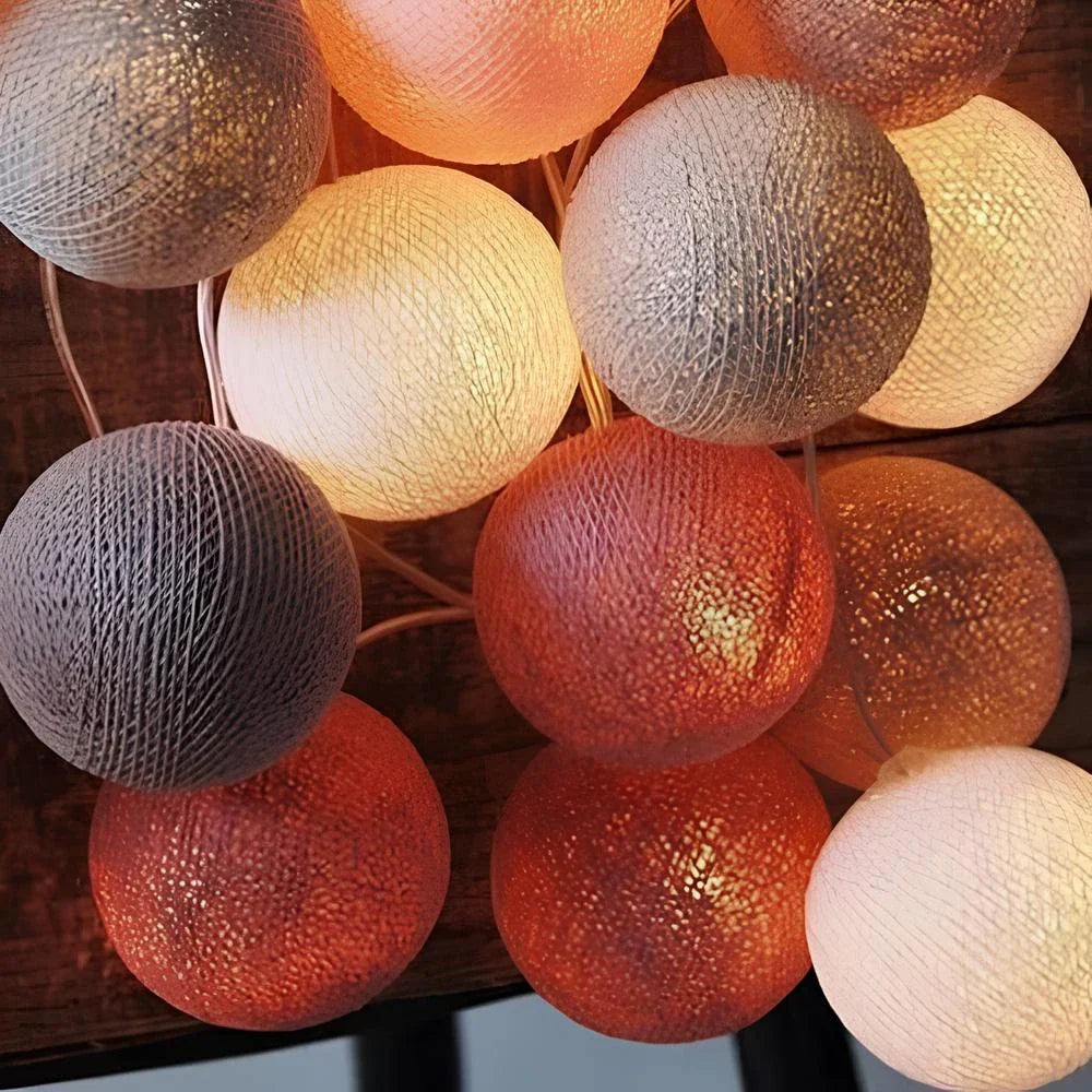 Cotton Ball String Lights LED Fairy Light Garland USB or Battery Powered Warm Glow for Bedroom | Nursery and Party Decoration