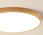 Nordic Solid Wood Round Ultra-Thin LED Flush Mount Ceiling Light Integrated LED Dimmable Option for Living Room | Bedroom and Hallway
