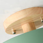 Nordic Wooden Round LED Semi-Flush Mount Ceiling Light Integrated LED Low Profile for Hallway | Living Room and Bedroom