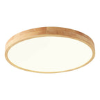 Nordic Solid Wood Round Ultra-Thin LED Flush Mount Ceiling Light Integrated LED Dimmable Option for Living Room | Bedroom and Hallway