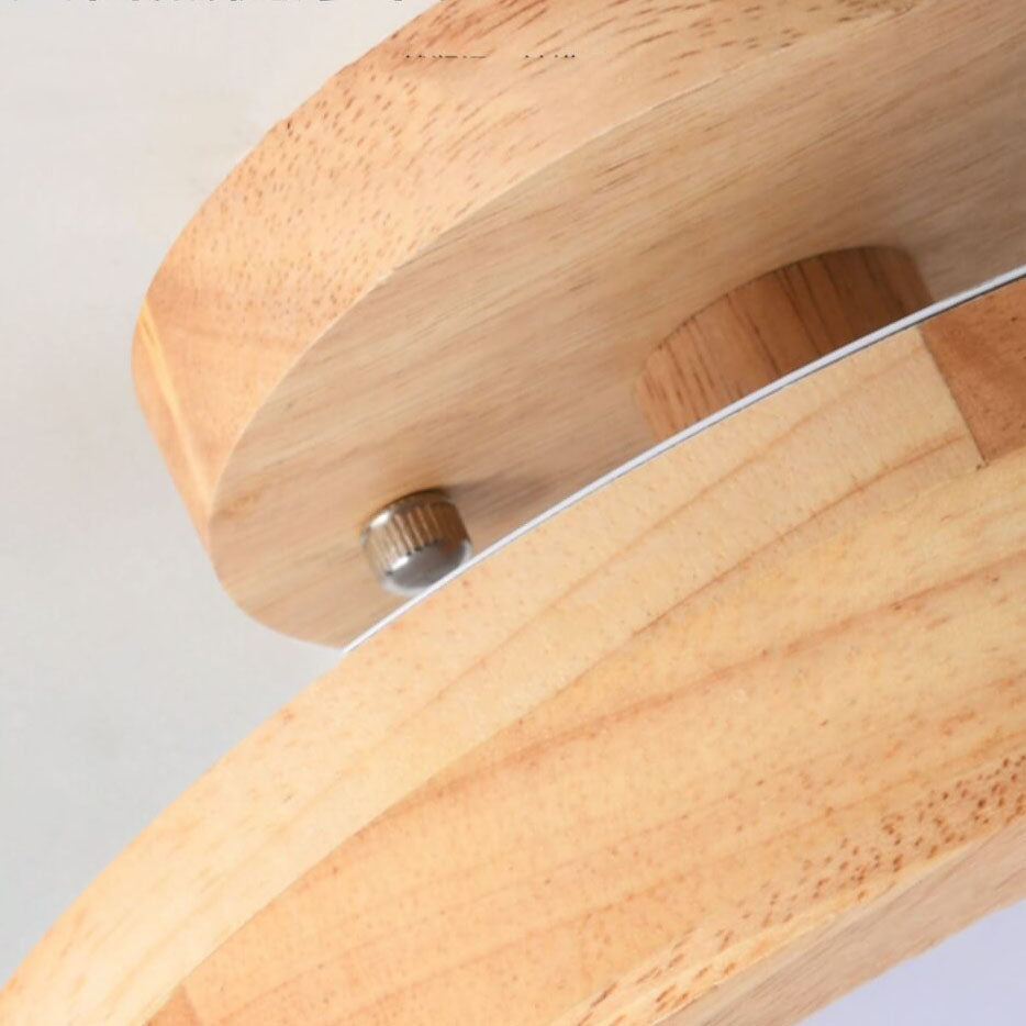 Nordic Wooden Round LED Semi-Flush Mount Ceiling Light Integrated LED Low Profile for Hallway | Living Room and Bedroom