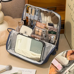 Travel Makeup Bag Structured Waterproof Cosmetic Organiser with Brush Cover and Padded Compartments for Vanity | Suitcase and Weekend Trips
