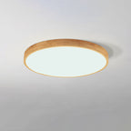 Nordic Solid Wood Round Ultra-Thin LED Flush Mount Ceiling Light Integrated LED Dimmable Option for Living Room | Bedroom and Hallway
