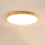 Nordic Solid Wood Round Ultra-Thin LED Flush Mount Ceiling Light Integrated LED Dimmable Option for Living Room | Bedroom and Hallway