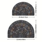 Half-Circle Mosaic Door Mat Semi-Round Stone-Effect Entrance Mat Non-Slip Polyester Indoor Outdoor Doormat for Front Door | Patio and Laundry