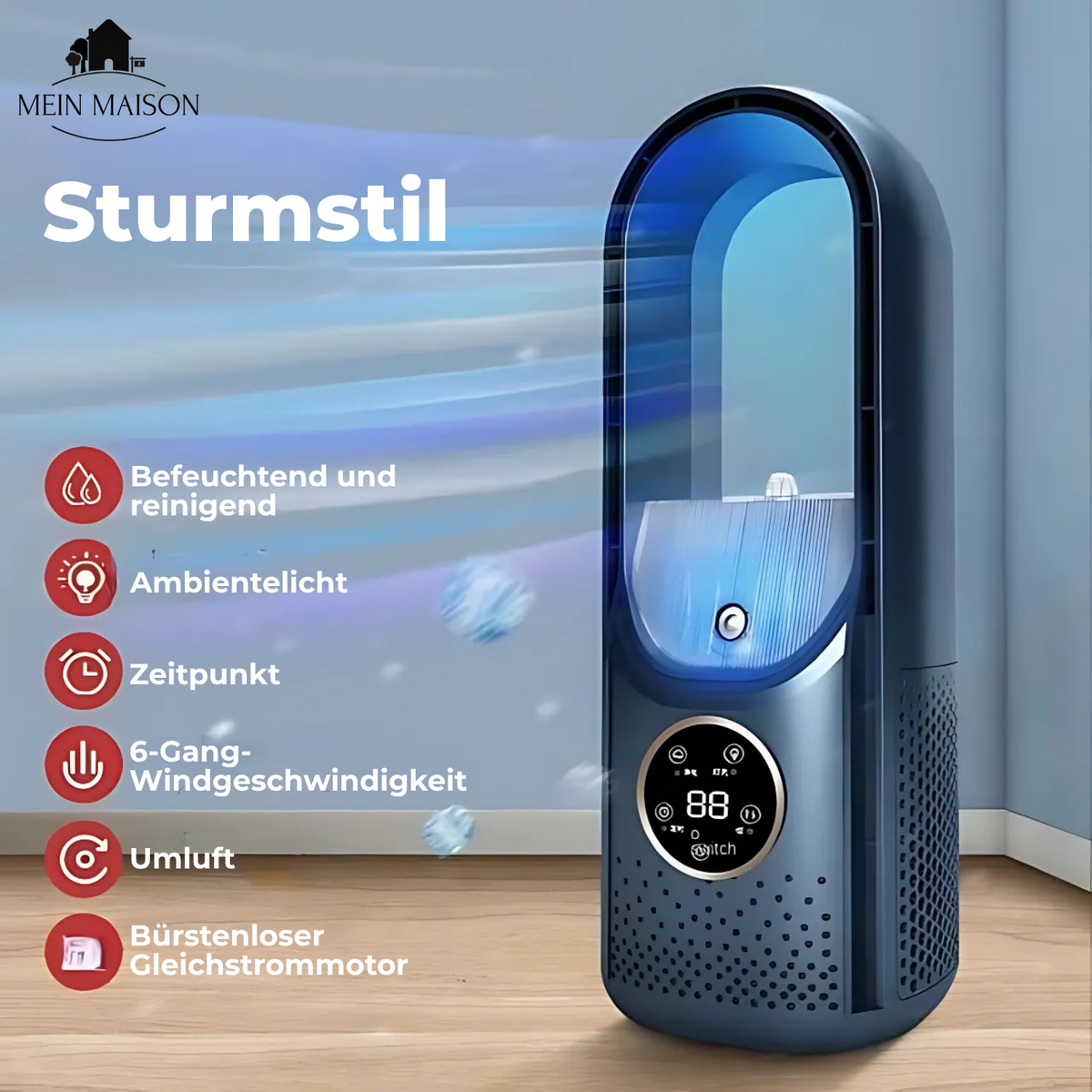 Bladeless Desk Fan USB Air Cooler with Humidifier Quiet Multi Speed with Timer for Office | Bedroom and Travel