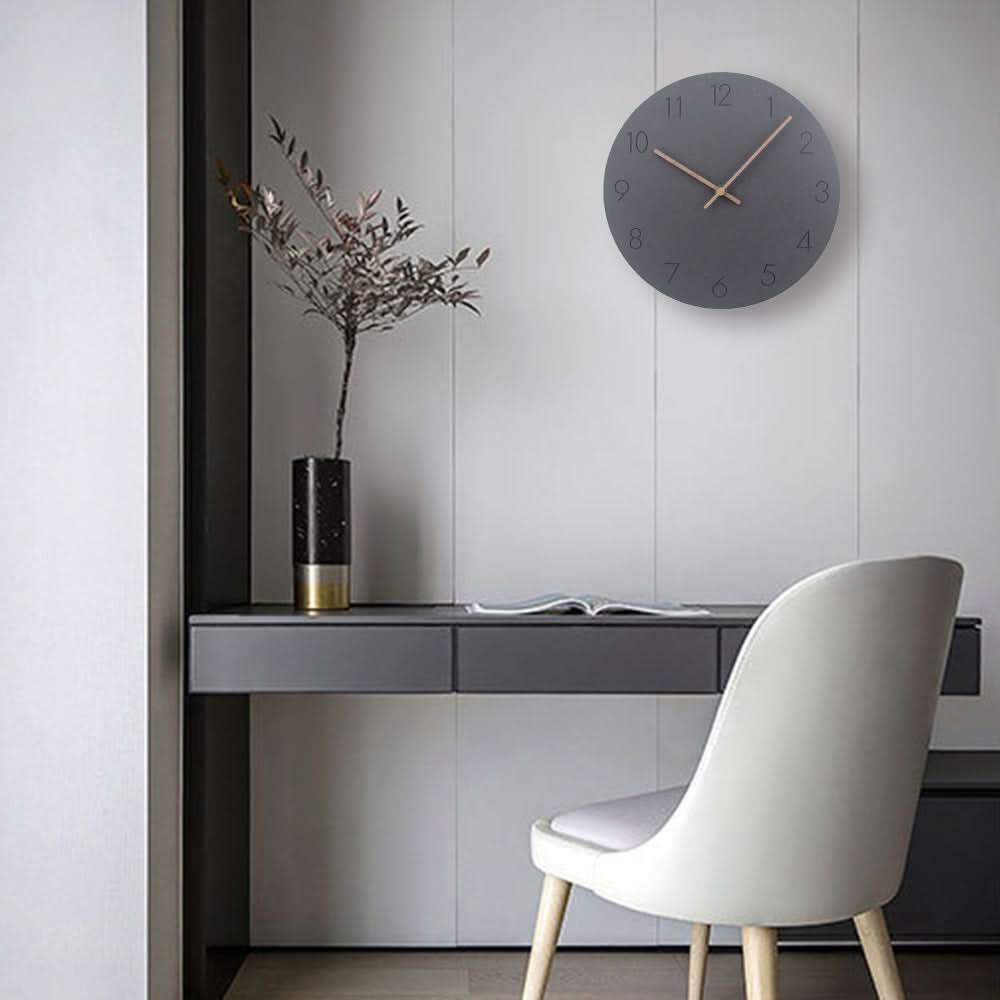 Silent Wall Clock Nordic Minimalist Non-Ticking MDF Clock with Walnut Wood Hands for Living Room | Bedroom | Kitchen and Office