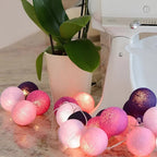 Cotton Ball String Lights LED Fairy Light Garland USB or Battery Powered Warm Glow for Bedroom | Nursery and Party Decoration
