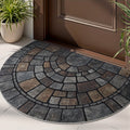 Half-Circle Mosaic Door Mat Semi-Round Stone-Effect Entrance Mat Non-Slip Polyester Indoor Outdoor Doormat for Front Door | Patio and Laundry