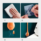 Silicone Toilet Brush with Wall Mounted Holder Flat Head Quick-Drying Hygienic Bathroom Brush Set | Adhesive Wall Hook Included