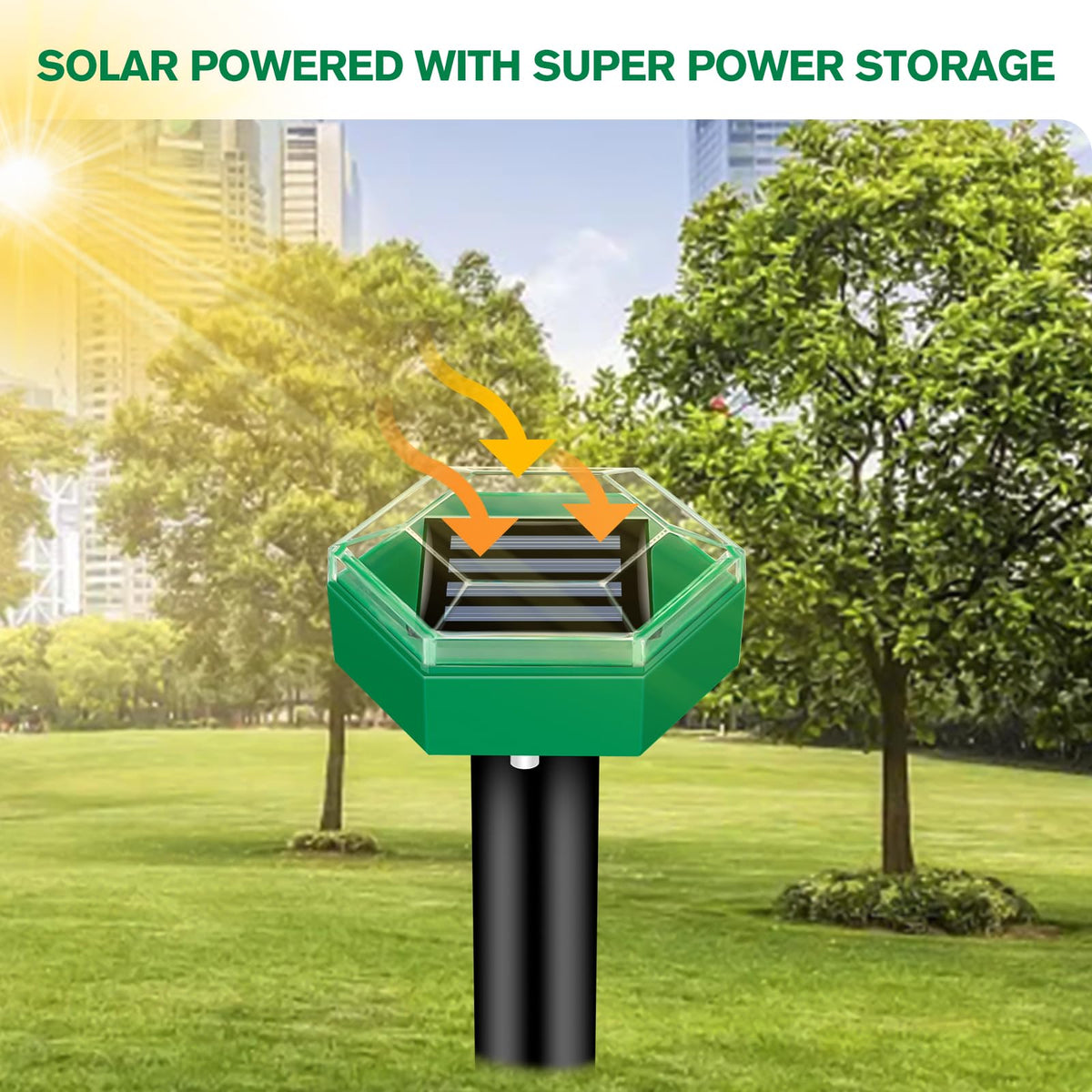 Solar Ultrasonic Mole Repeller Set Waterproof Garden Pest Deterrent Spikes for Lawn | Vegetable Patch and Flower Beds