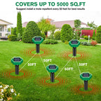 Solar Ultrasonic Mole Repeller Set Waterproof Garden Pest Deterrent Spikes for Lawn | Vegetable Patch and Flower Beds