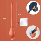 Silicone Toilet Brush with Wall Mounted Holder Flat Head Quick-Drying Hygienic Bathroom Brush Set | Adhesive Wall Hook Included