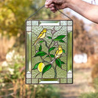 Stained Glass Style Window Hanging Acrylic Suncatcher Bird and Flower Wall Art UV Resistant with Chain for Window | Garden and Balcony