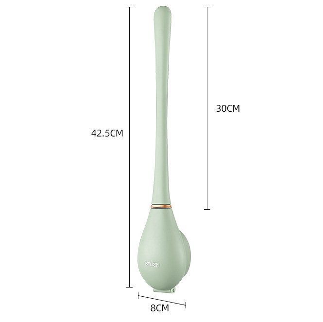 Silicone Toilet Brush with Wall Mounted Holder Flat Head Quick-Drying Hygienic Bathroom Brush Set | Adhesive Wall Hook Included