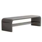 Modern Minimalist Shoe Bench Synthetic Leather Padded Seat Carbon Steel Frame with Storage Shelf Entryway Bench for Hallway | Bedroom and Living Room